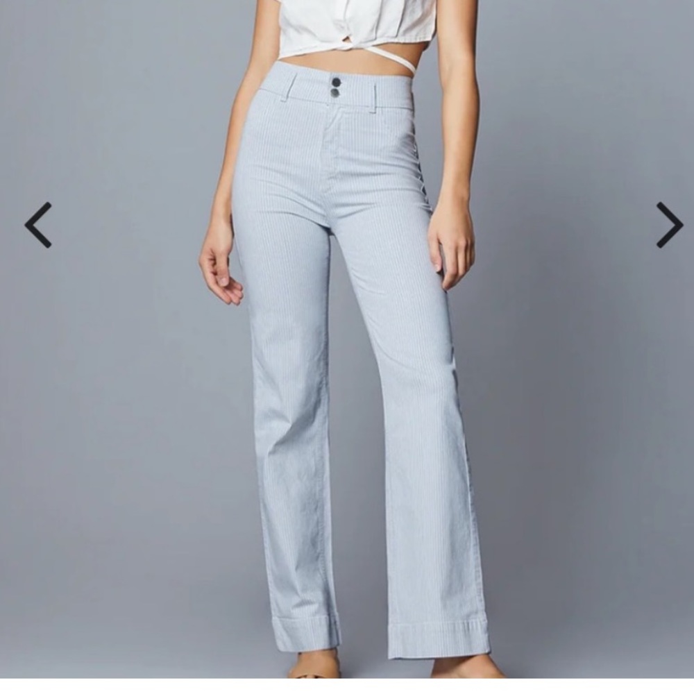 DL1961 Light Blue Pinstripe Wide Leg Pants